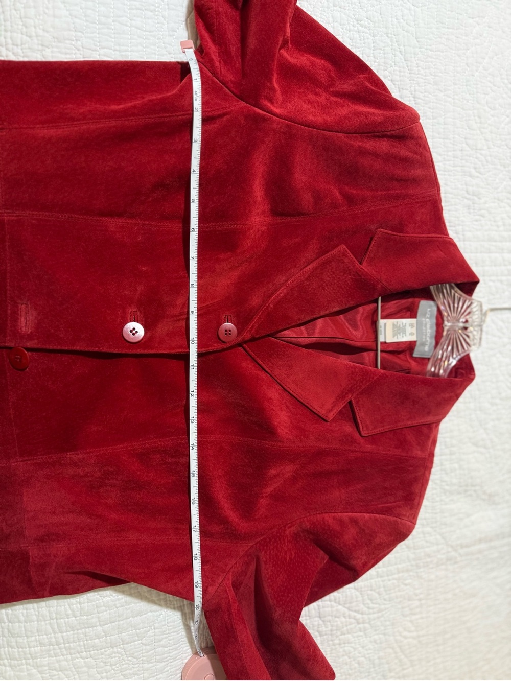 le chate Women’s Red Suede Blazer Jacket - Picture 10 of 13